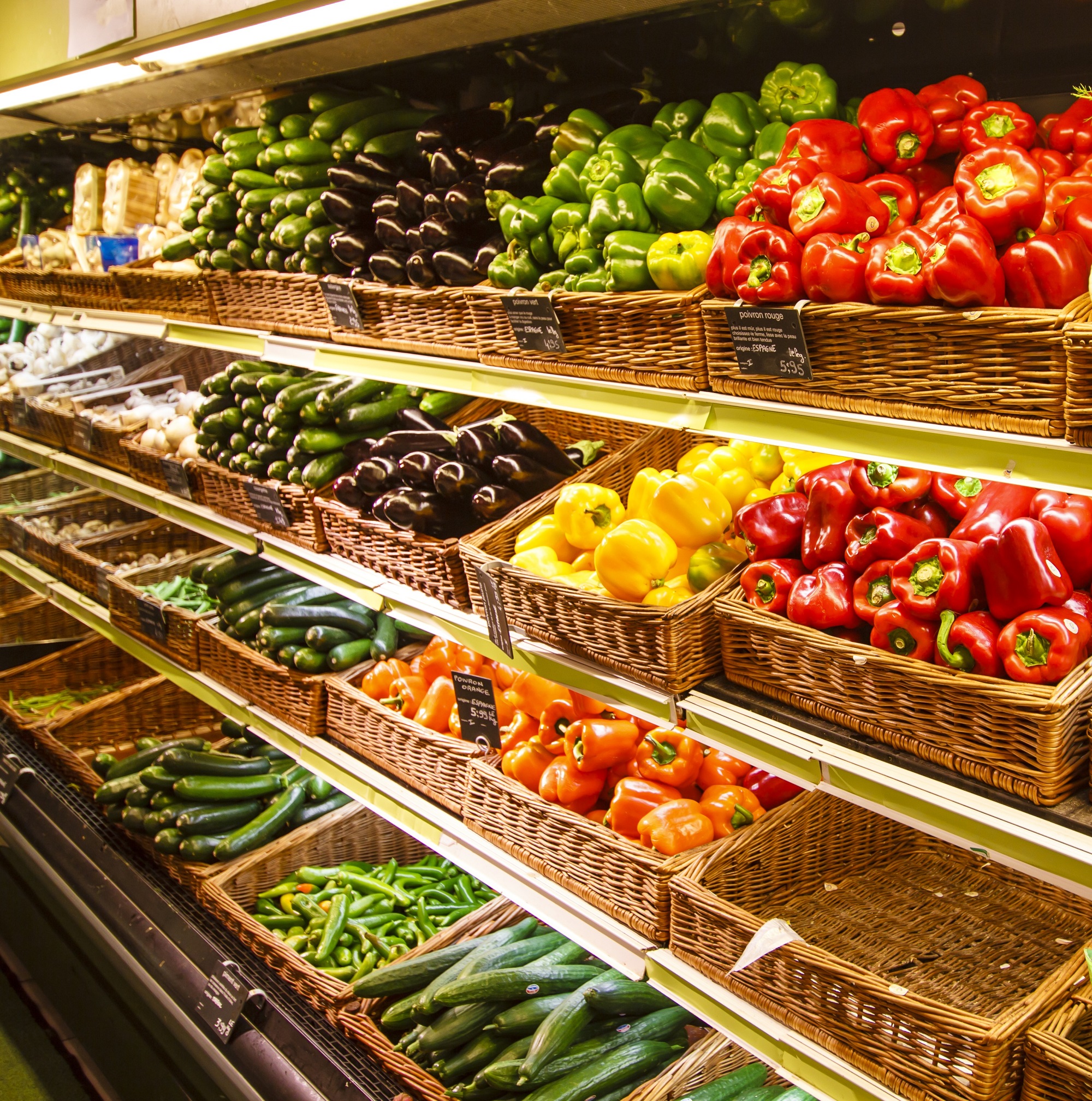 a supermarket vegetable section